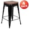 Flash Furniture 24" High Metal Indoor Counter Stool, Black, PK4 4-ET-31320W-24-BK-R-GG - alternate 3
